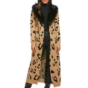 FOX COLLAR DUSTER LEOPARD